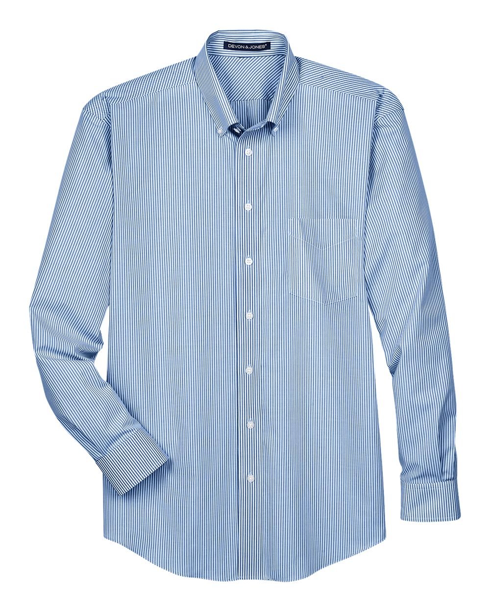 Devon & Jones D645 Men's Crown Collection® Banker Stripe Woven Dress Shirt